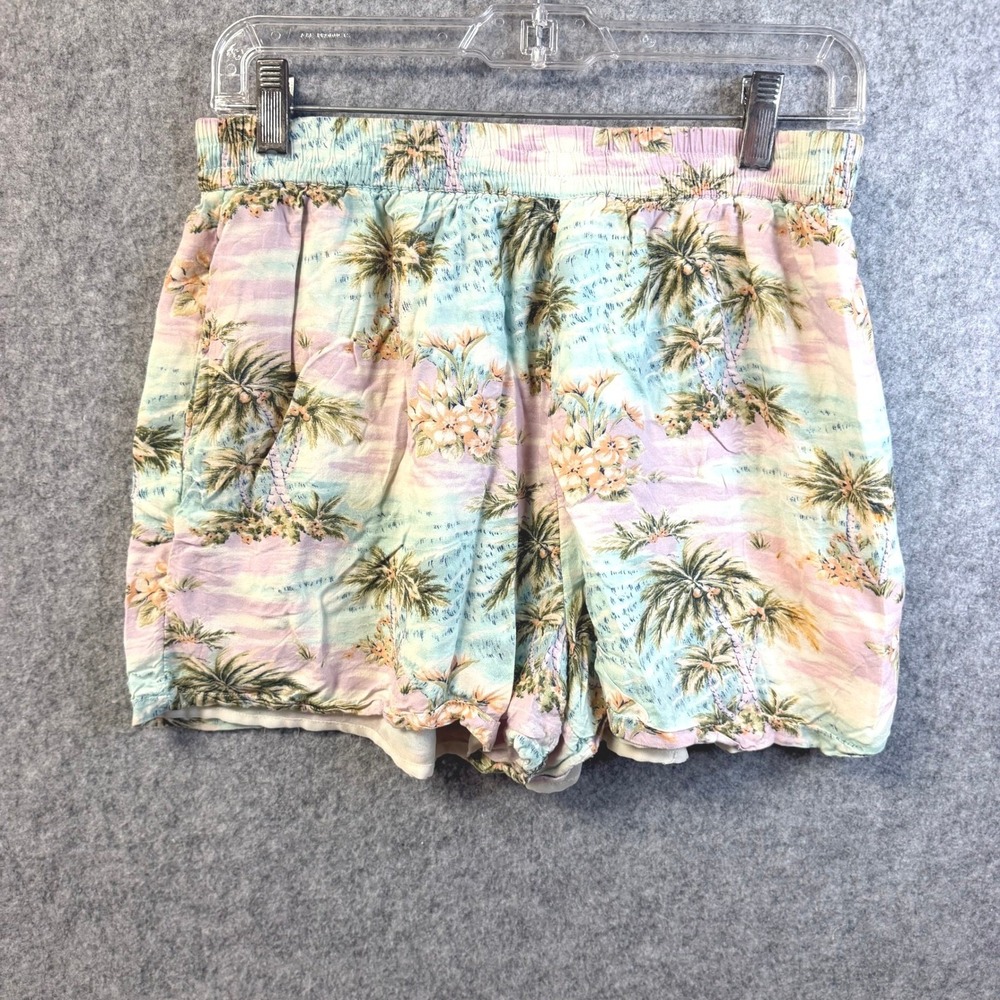 American Eagle Tropical "Hawaii Surf" Shorts Pink Blue Floral‎ High Waist Small